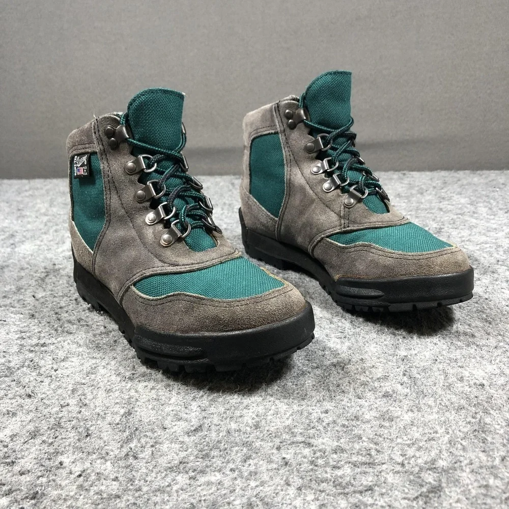 Vintage Danner Cross Hiker Boots Womens 8W Green Suede Gore-Tex USA 1990